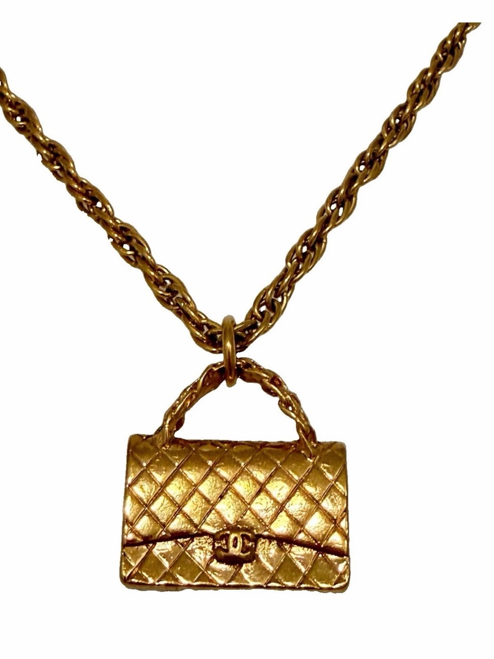 CHANEL Vintage Classic CC Handbag Pendant Necklace